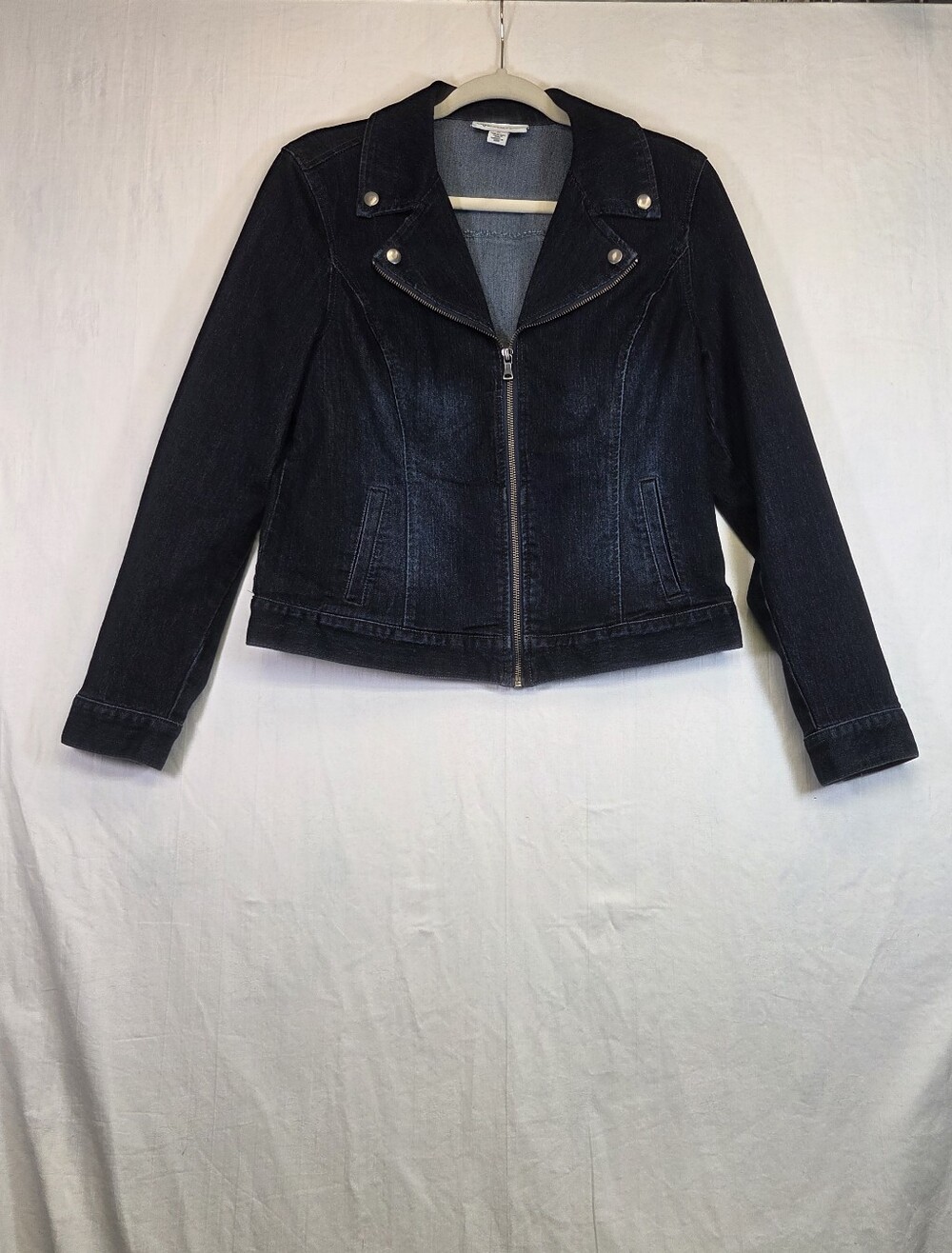 Style & Co Dark Wash Denim Moto Jacket Size Small. #0323